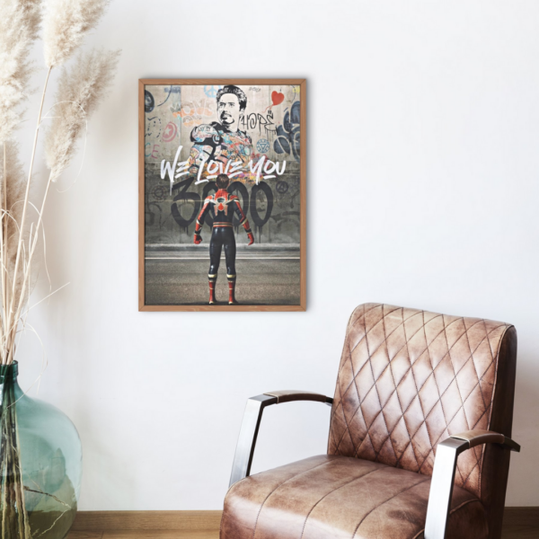 Spider Man - IronMan We Love You 3000 Poster Size A3 and A4