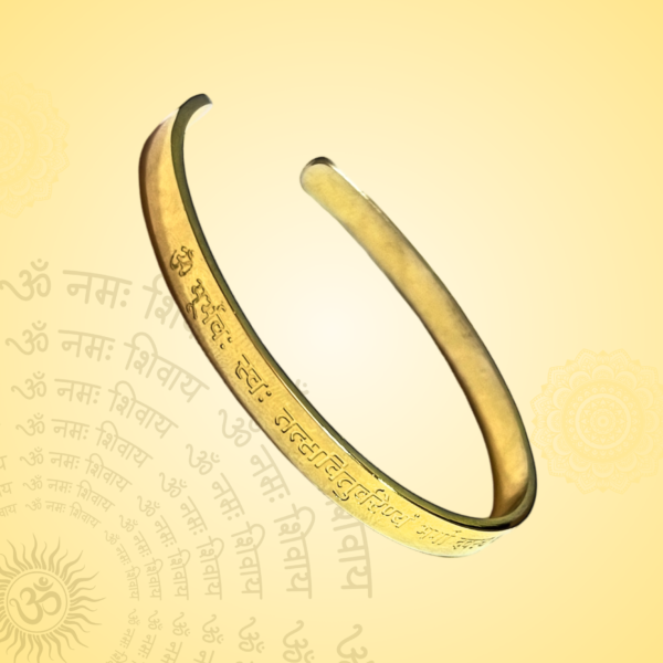 Adjustable Gayatri Mantra Cuff bracelet Gold (Unisex)