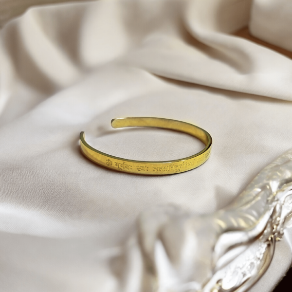 Adjustable Gayatri Mantra Cuff bracelet Gold (Unisex)